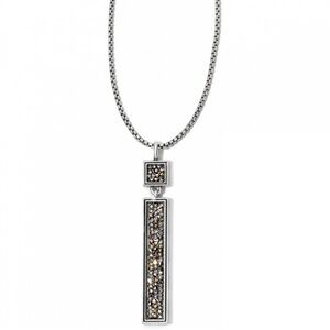 Brighton CRYSTAL ROCKS Brown Bar Reversible Convertible LONG Necklace